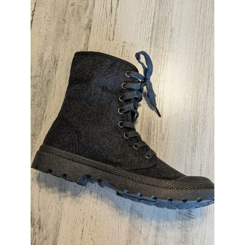 Rocket Dog Women's 7.5 Charcoal Gray Knit‑Cuff Lace‑Up Winter Boots NWOT